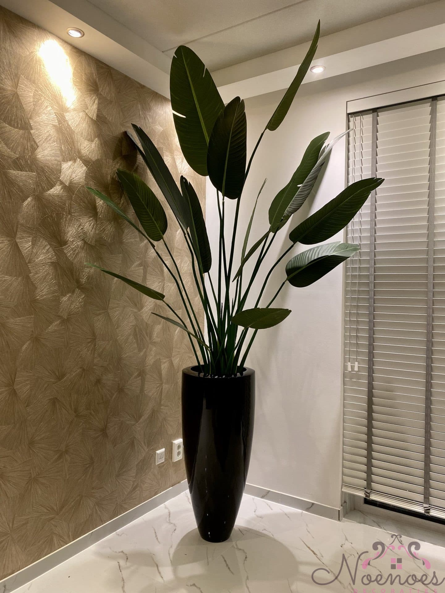Strelitzia kunstplant XXL in zwarte vaas 240-250 cm