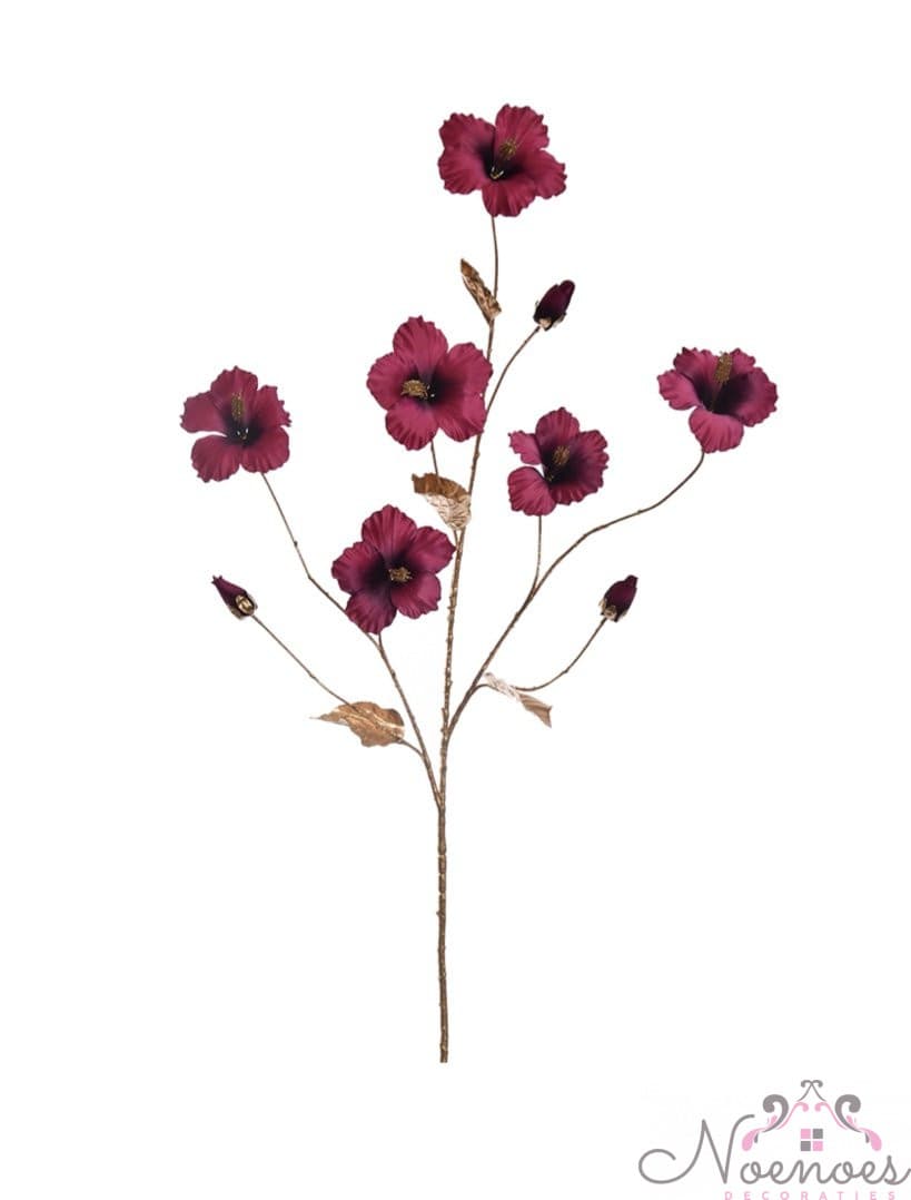 Zijdebloem tak paars-roze met gouden steel 131 cm