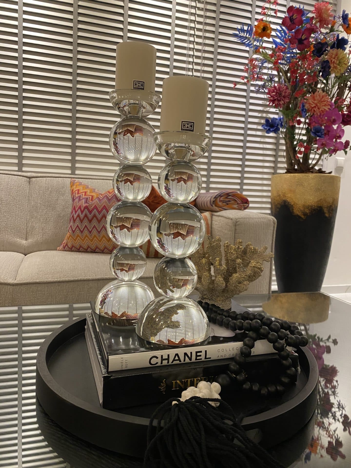 Kaarshouders kristal helder set van 2 - 30 en 38 cm