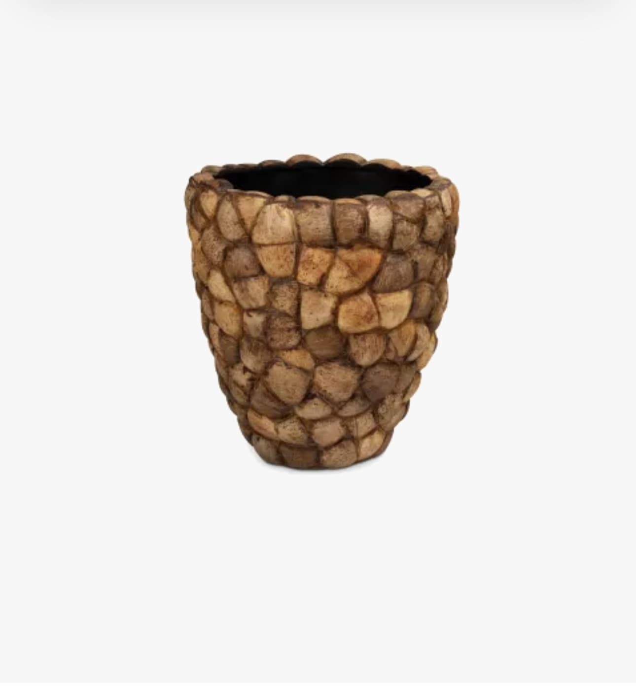 Kokosnoot vaas handgemaakt van kokosnootschalen 45 cm diameter