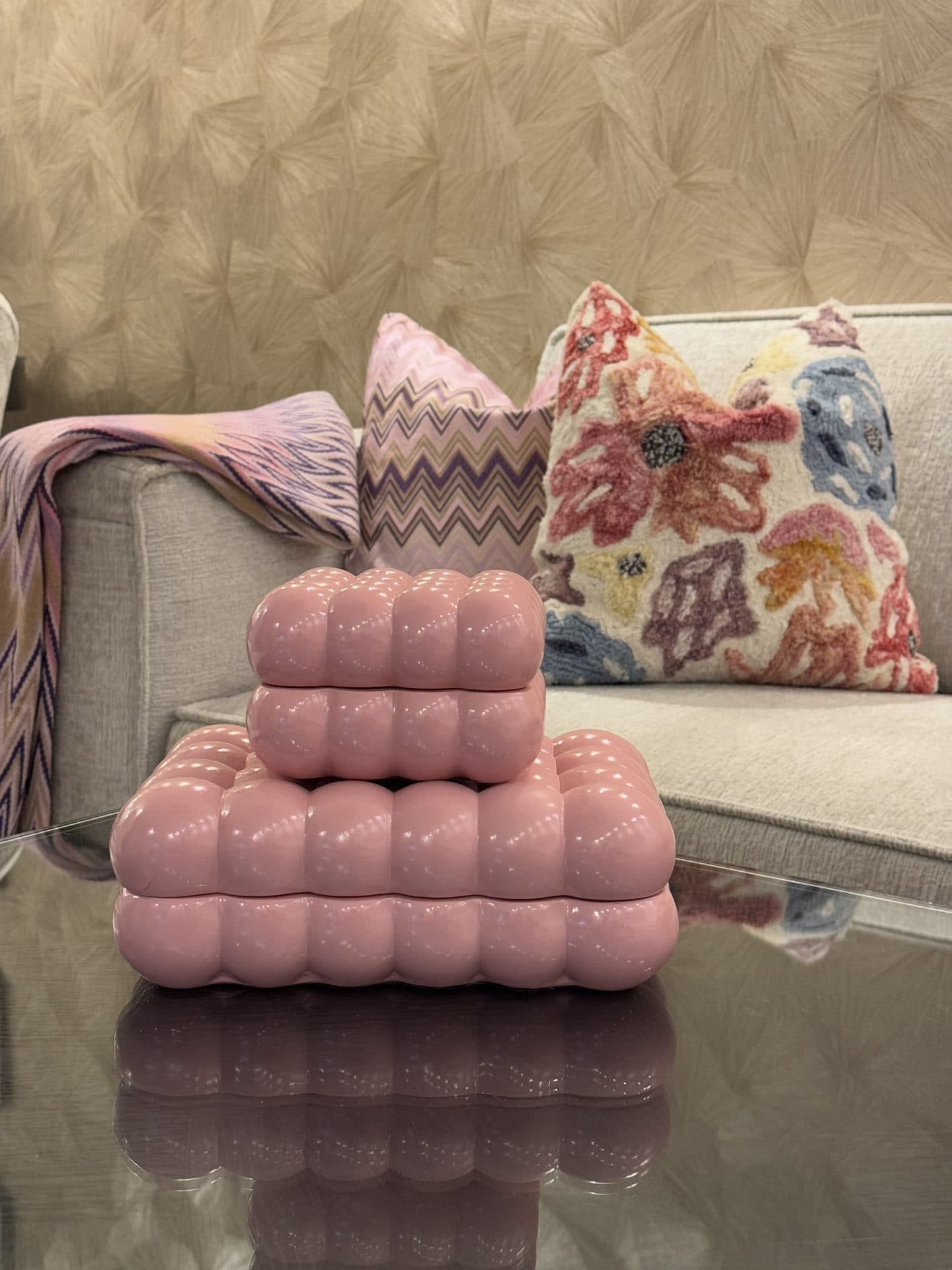 Juwelenbox Cece roze polyresin 15x15x10 cm - Richmond Interiors