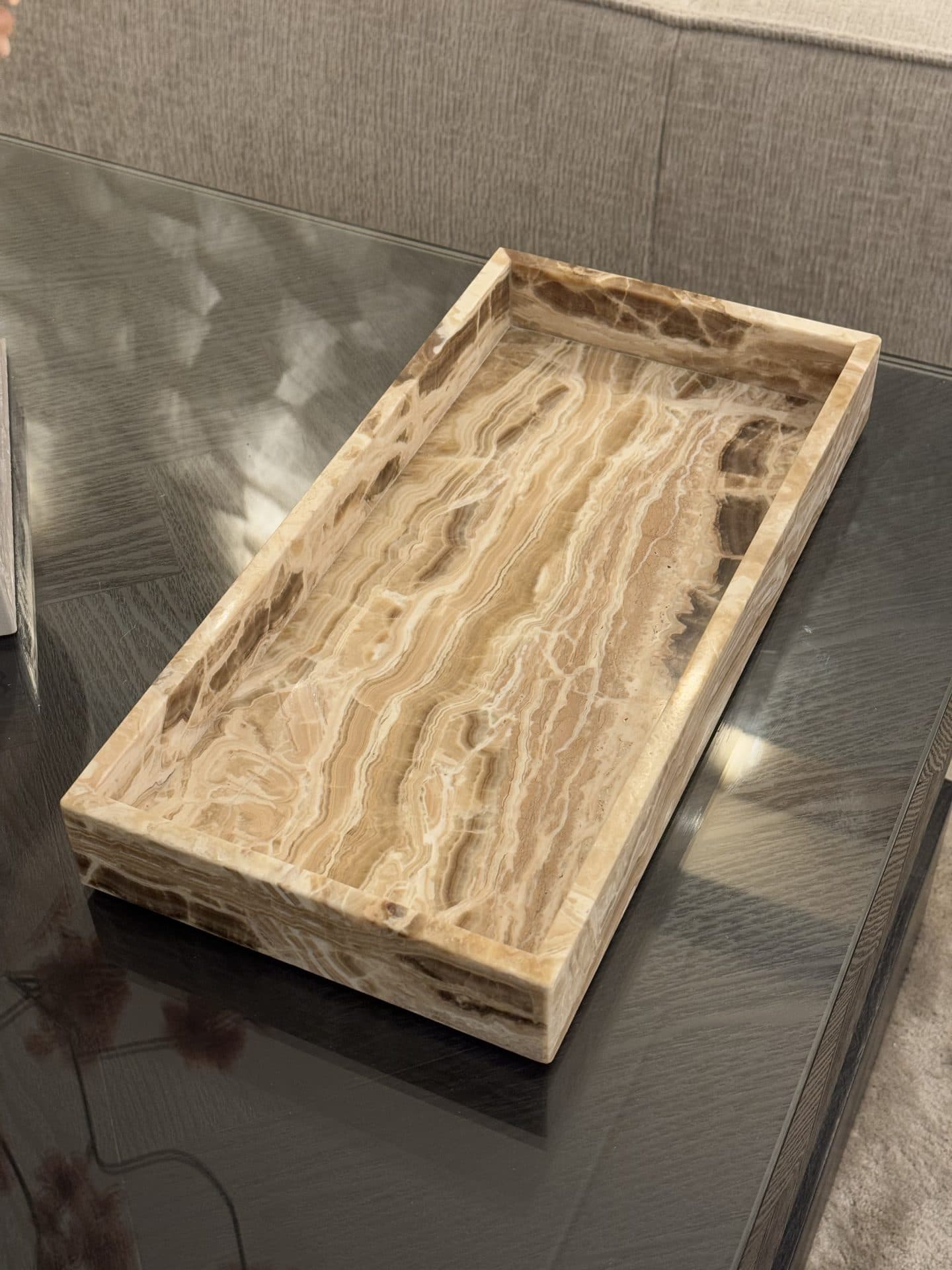 Dienblad marmer caramel-bruin 40x20x5 cm