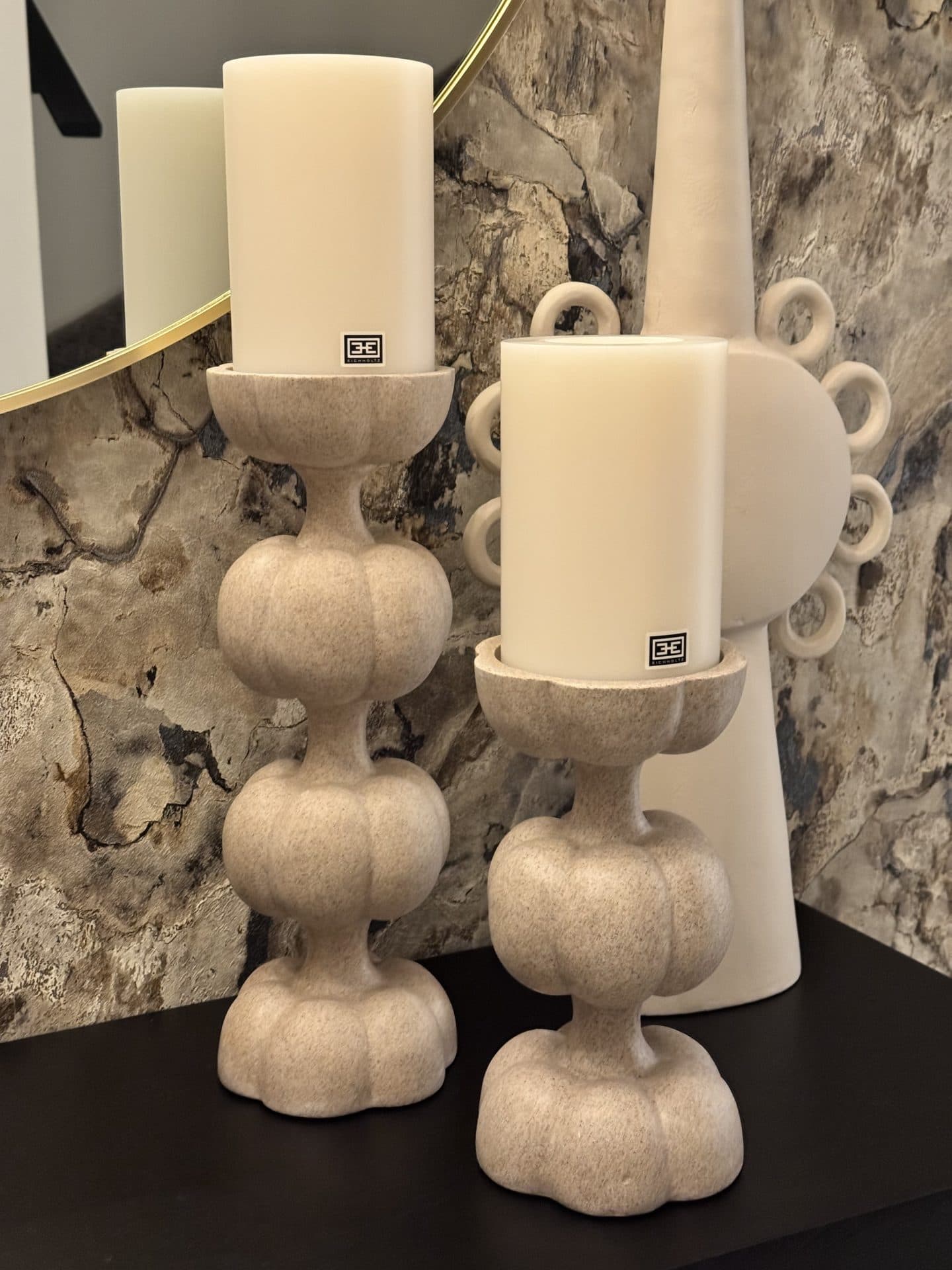 Kaarshouder zand set van 2 sculptuurvorm S en M