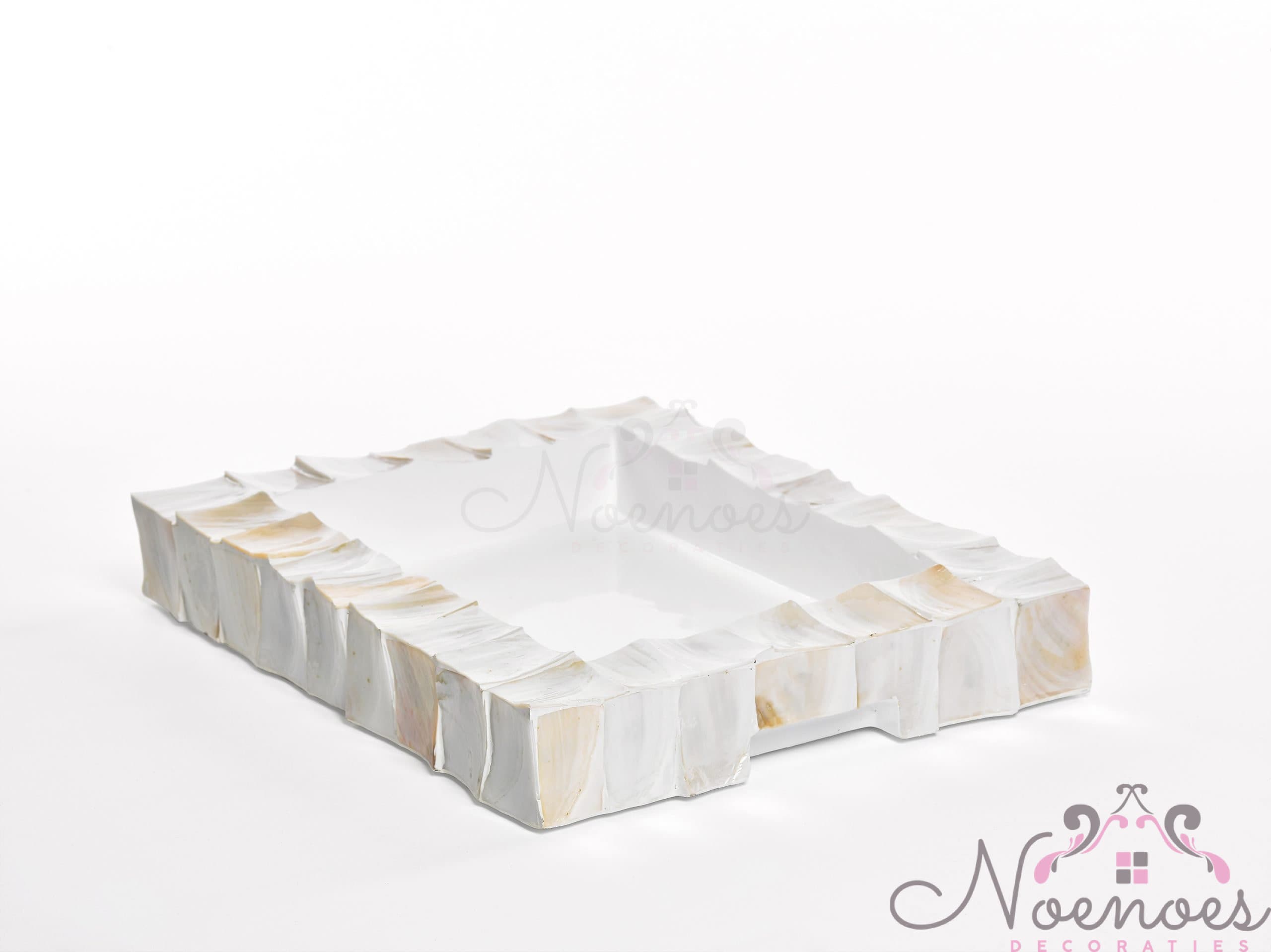 Schelpen dienblad wit parelmoer 50x40 cm