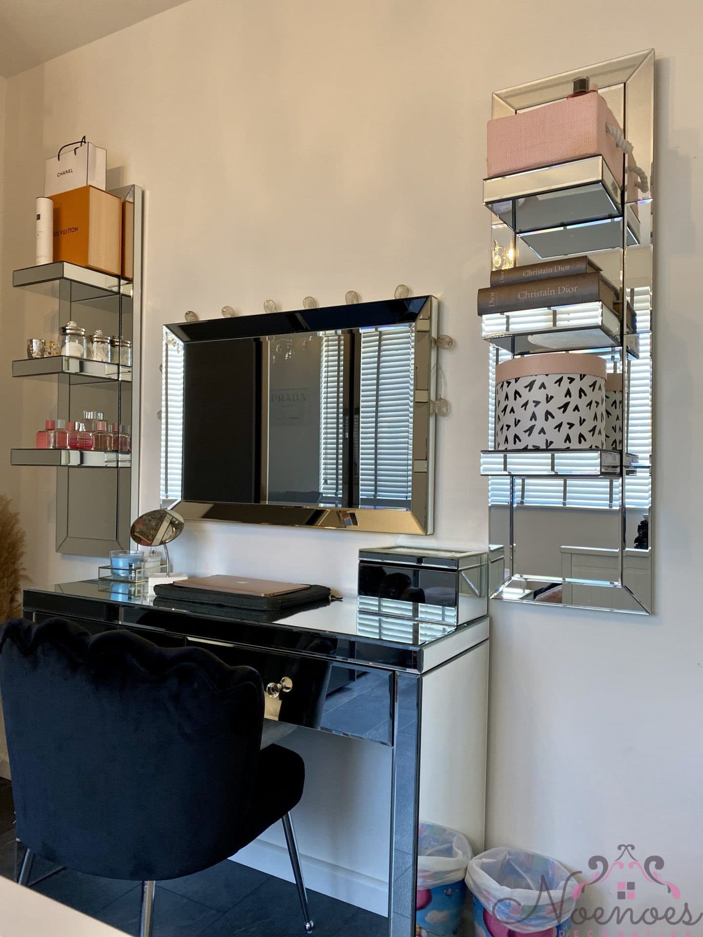 Make-up tafel set zilver met spiegel, stoel en 2 spiegelplankjes