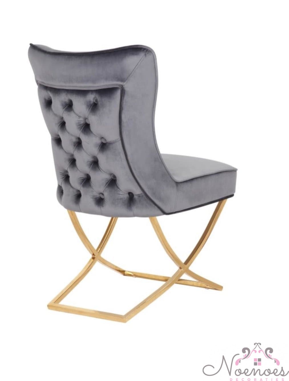 Rixos eetkamerstoel velvet grijs met gouden X-poten 55x70x95 cm