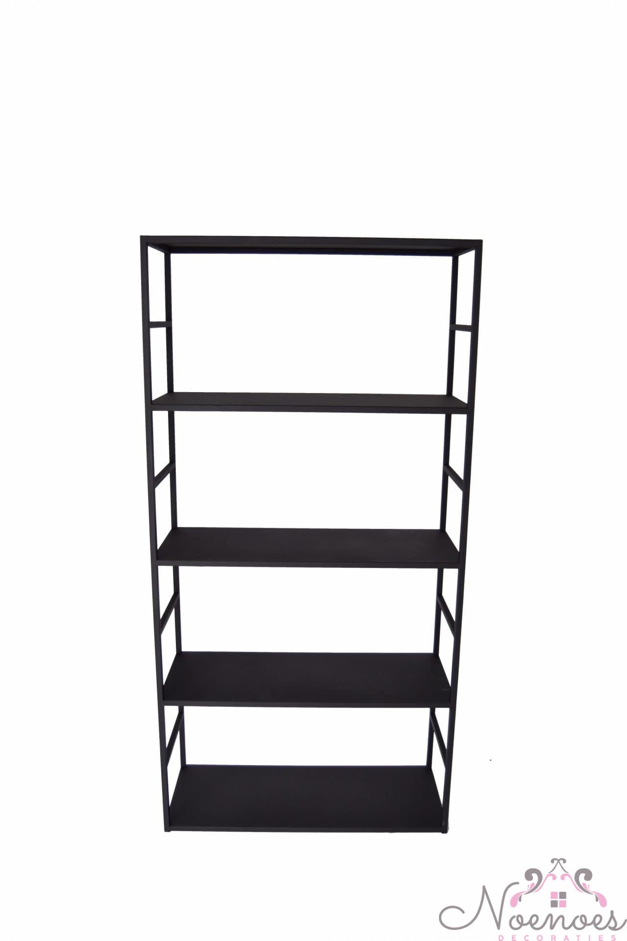 Vitrinekast metaal zwart 5 planken 100x38x200 cm