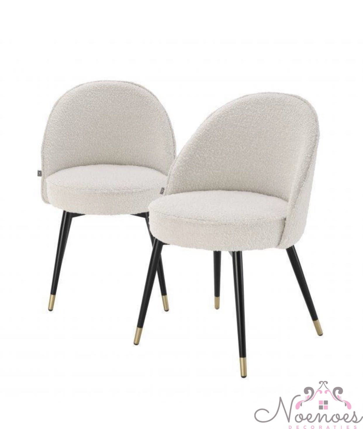 Eichholtz Cooper eetkamerstoel bouclé cream set van 2