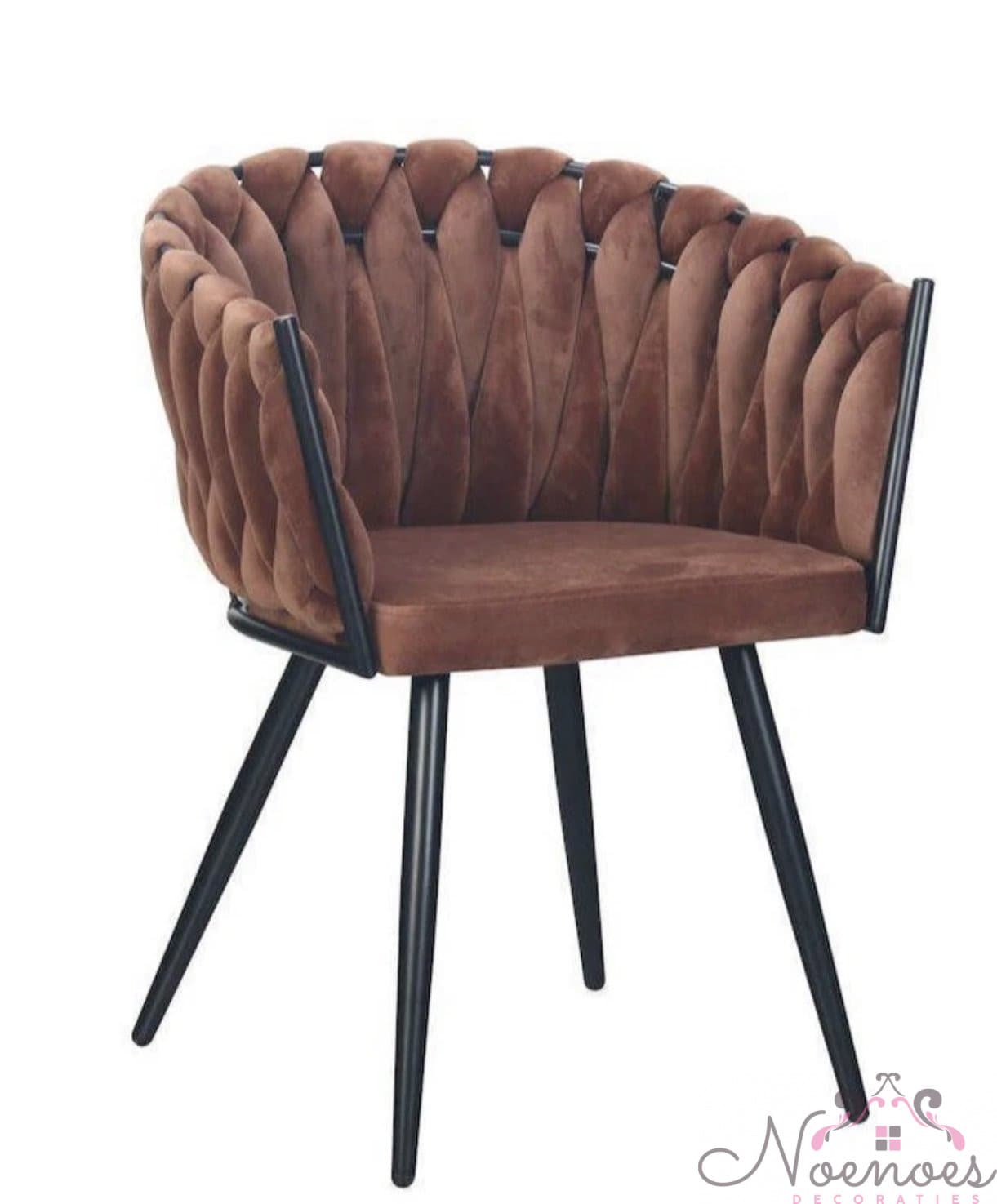 Wave stoel bruin velvet set van 2 - gevlochten rug (78 cm)