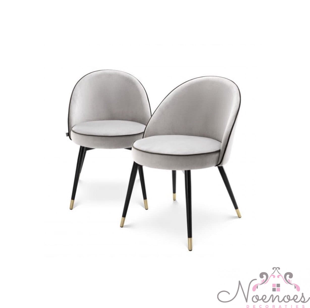 Eetkamerstoel Cooper grey velvet set van 2 - Eichholtz