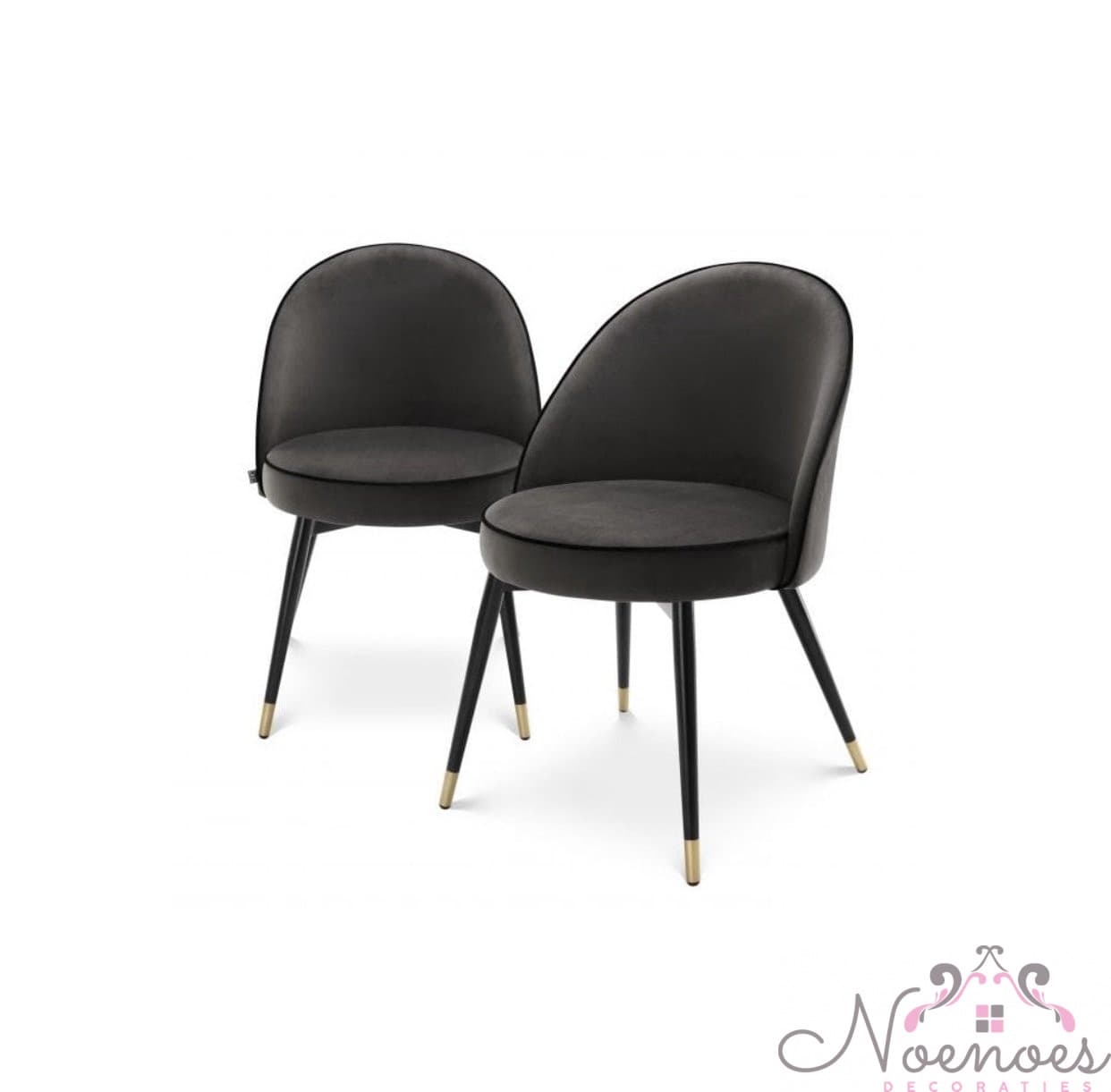 Eetkamerstoelen Cooper velvet antraciet set van 2