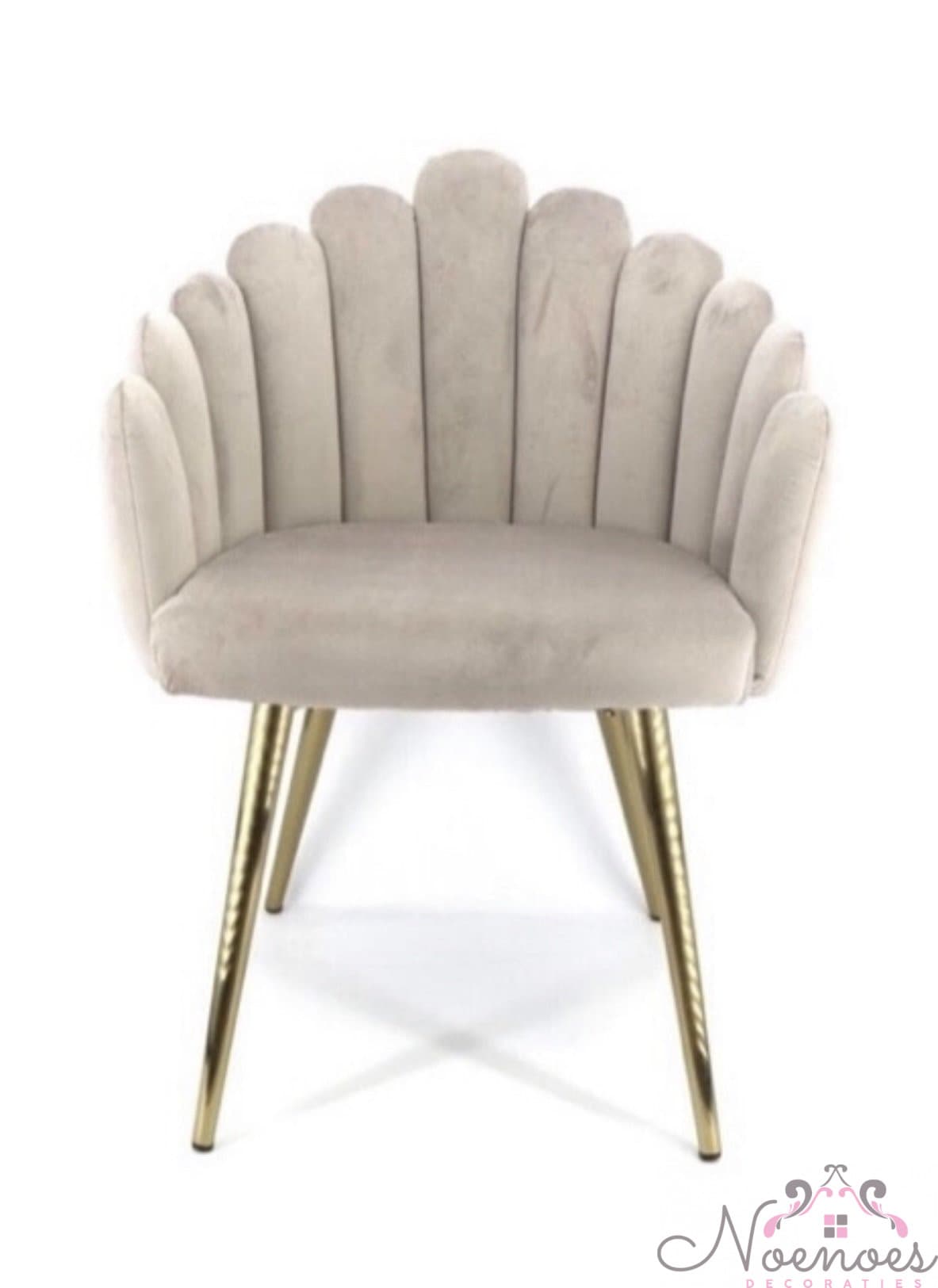 Schelpstoel velvet taupe met gouden poten - set van 2