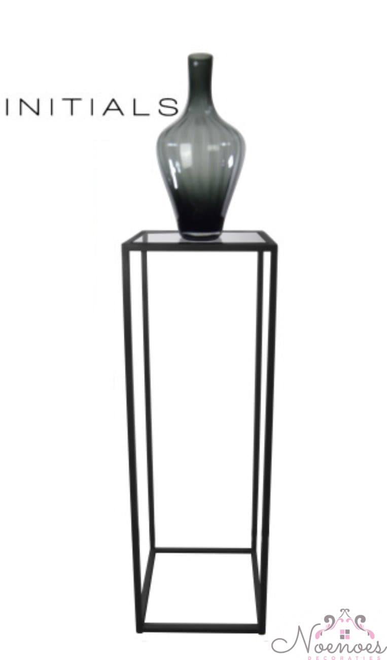 Pilaar Skyline zwart metaal met glazen blad 40x40x120 cm