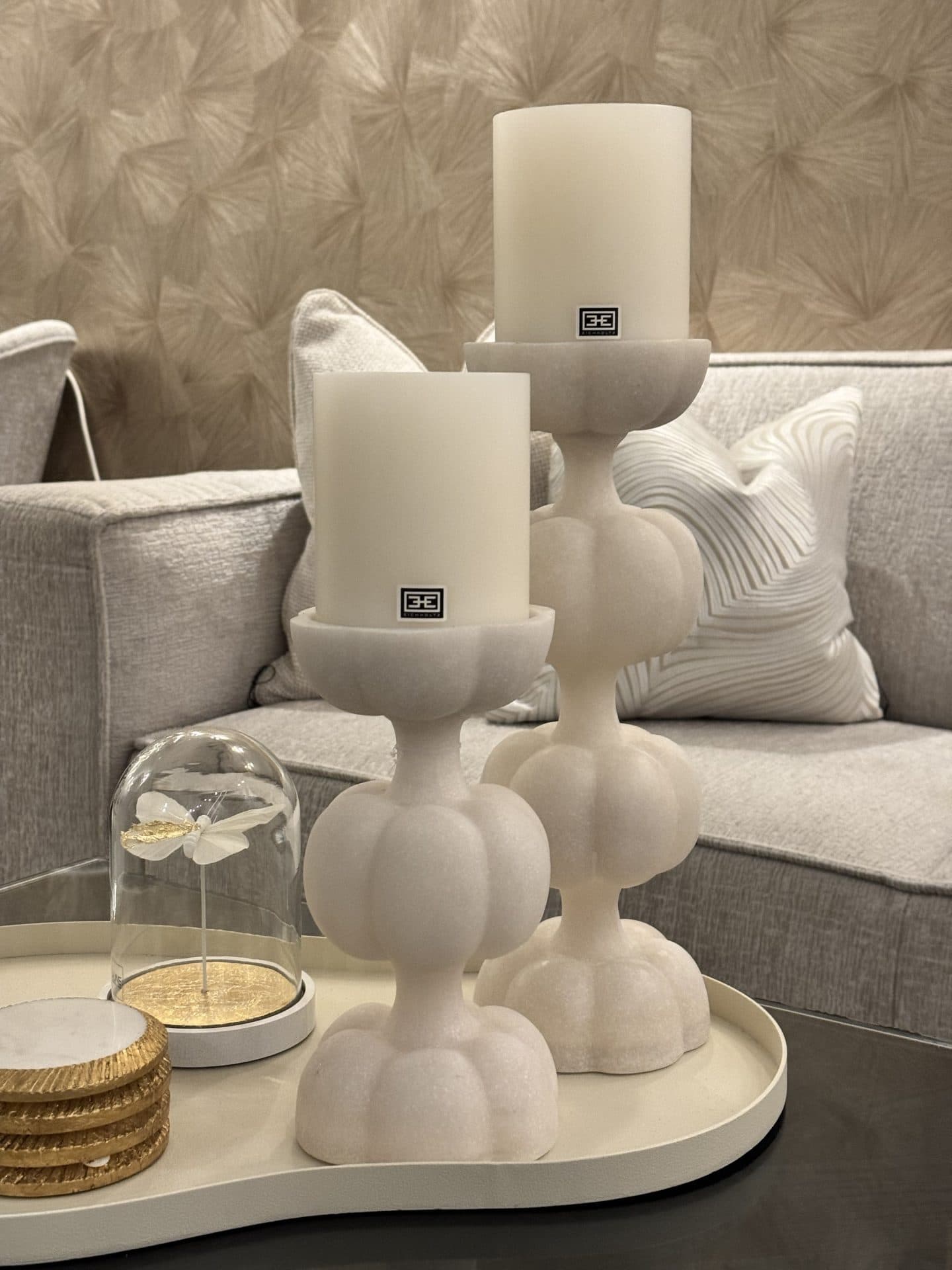 Kaarshouder ivory set van 2 Eichholtz - S en M
