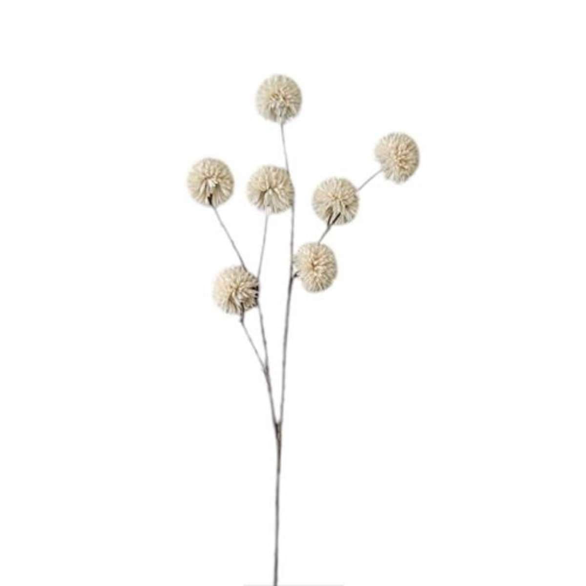 Pompom steeltje crème 100 cm - kunstbloem met 8 bollen