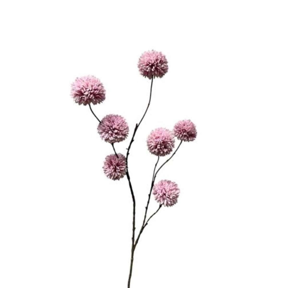Pompom steeltje licht paars 100 cm - zijdebloem tak