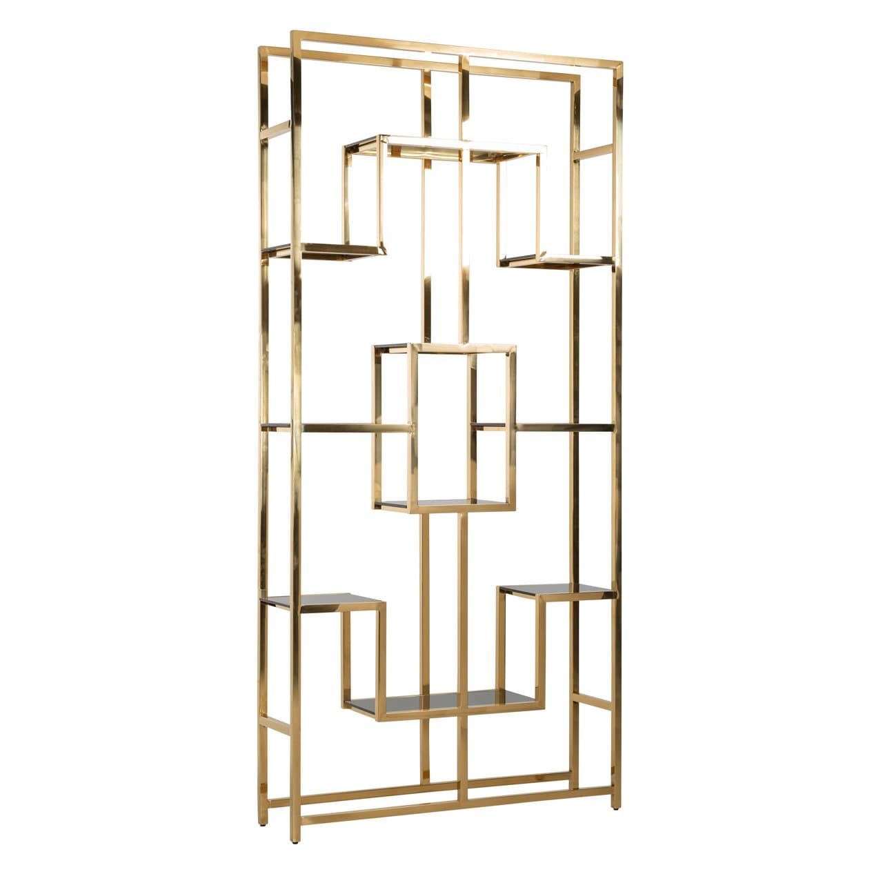Wandkast Magnus goud - open kast van RVS en veiligheidsglas