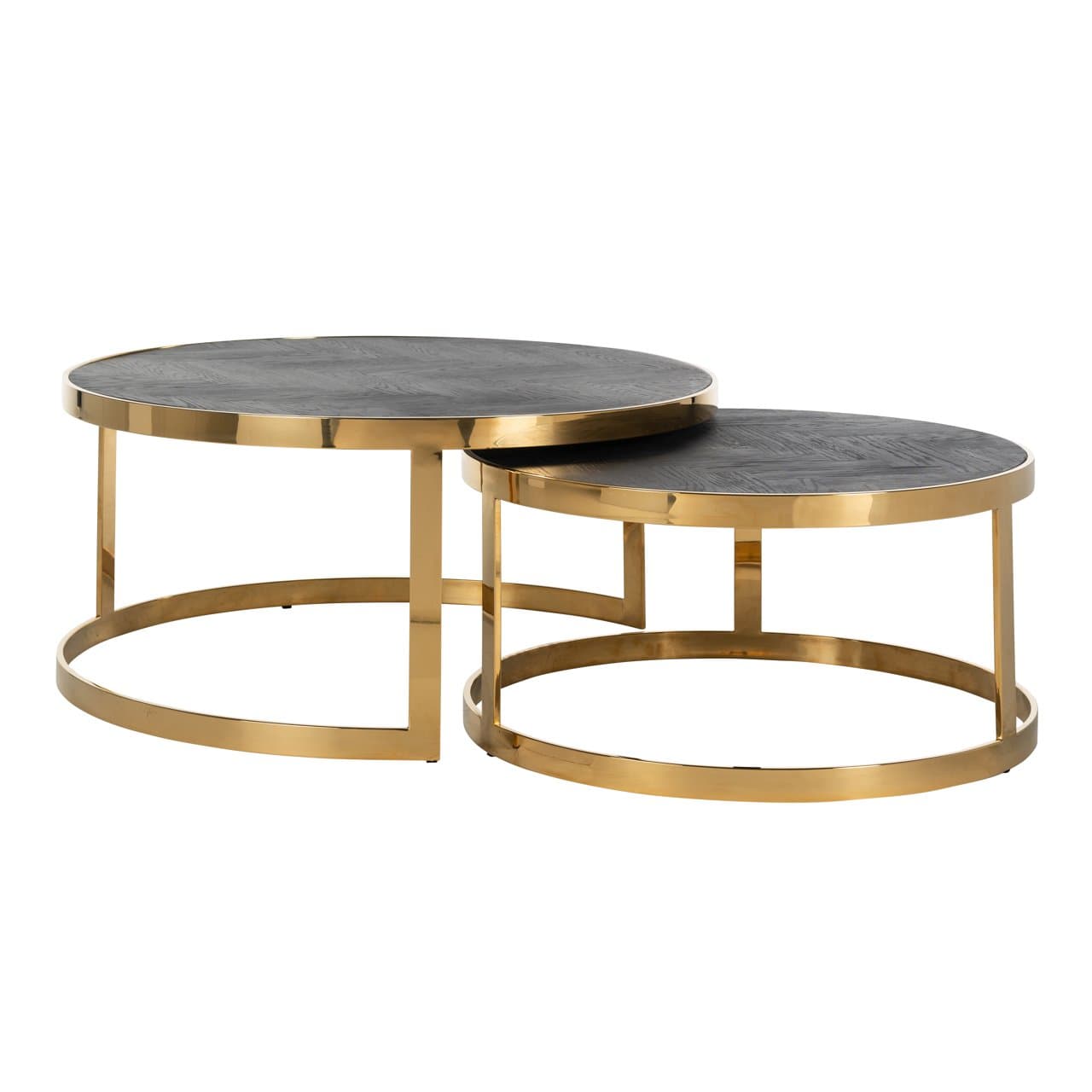 Salontafel Blackbone Gold set van 2 rond zwart eiken