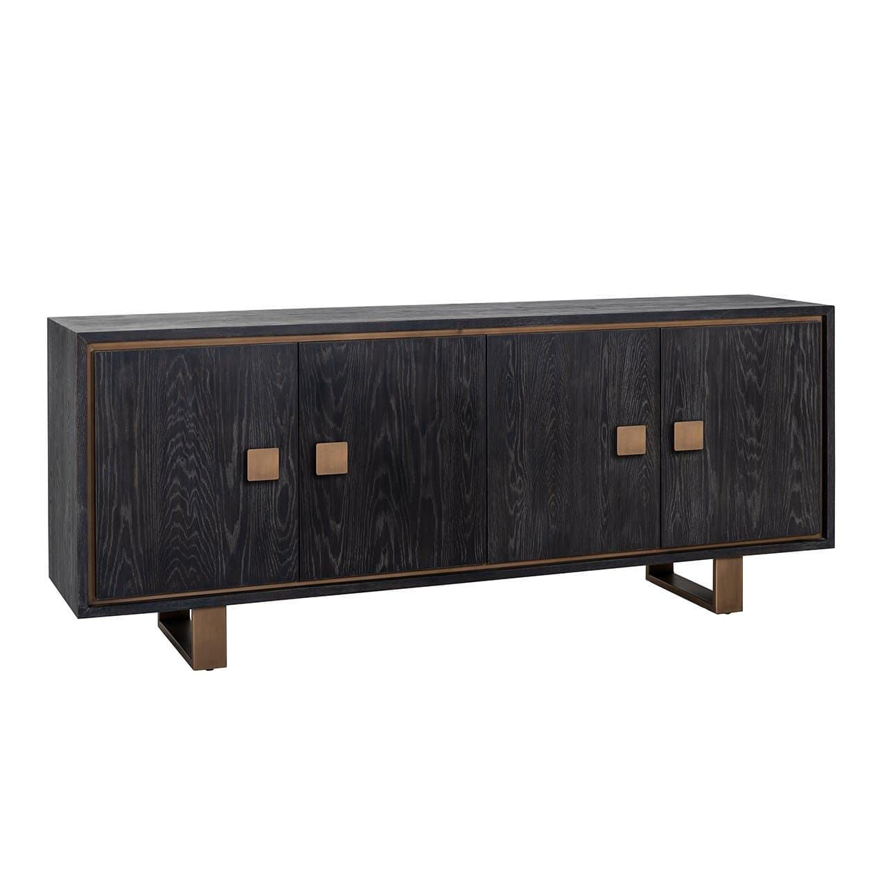 Dressoir Hunter black rustic eiken fineer 4 deuren 200 cm