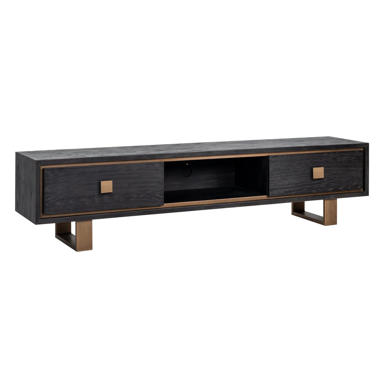 TV-meubel Hunter zwart eiken fineer met gouden poten 190 cm