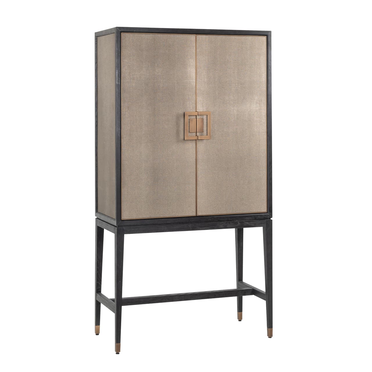 Opbergkast Bloomville brass shagreen 182 cm met wijnglazenrek