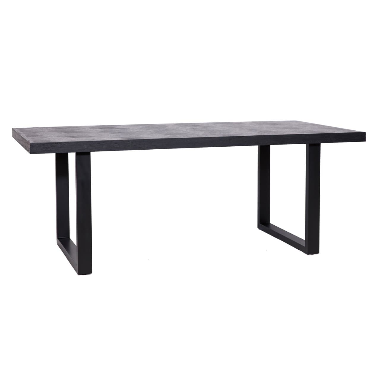 Eettafel Blax zwart eiken fineer 200 cm met ijzeren onderstel