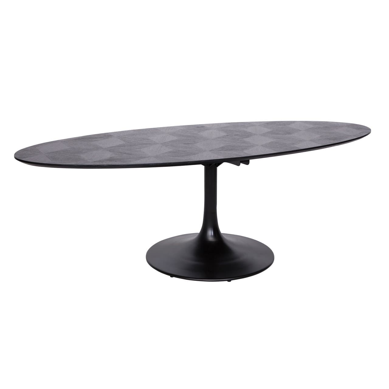 Eettafel Blax ovaal zwart 250 cm - eiken fineer met ijzeren voet