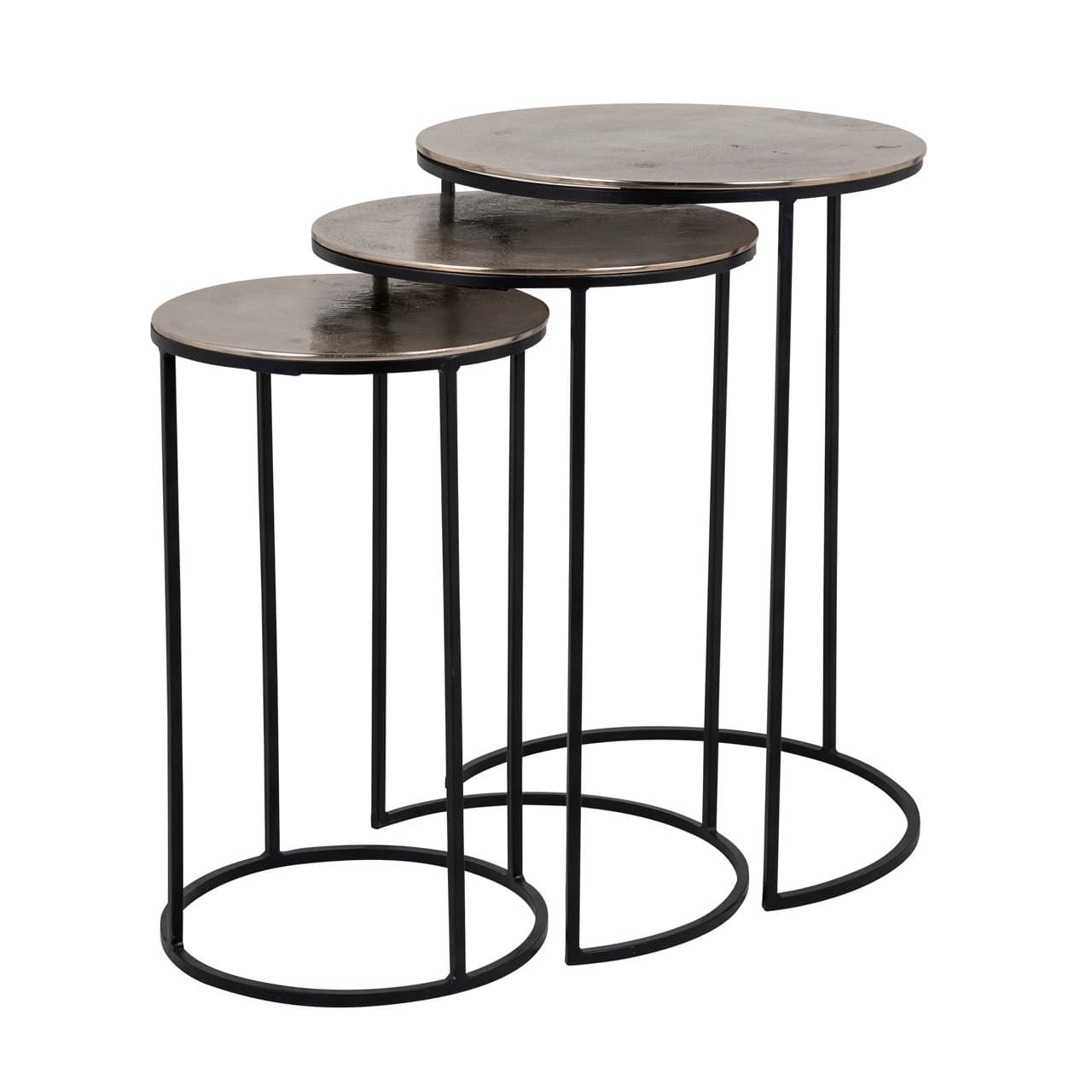 Salontafel Nolan set van 3 rond champagne gold aluminium