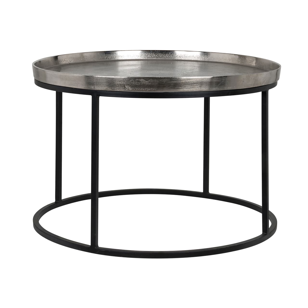 Salontafel Lyam rond zilver aluminium 70 cm diameter