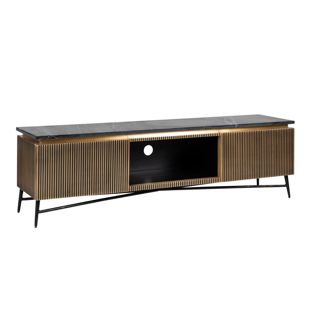TV-meubel Ironville goud met zwart marmeren blad 170 cm