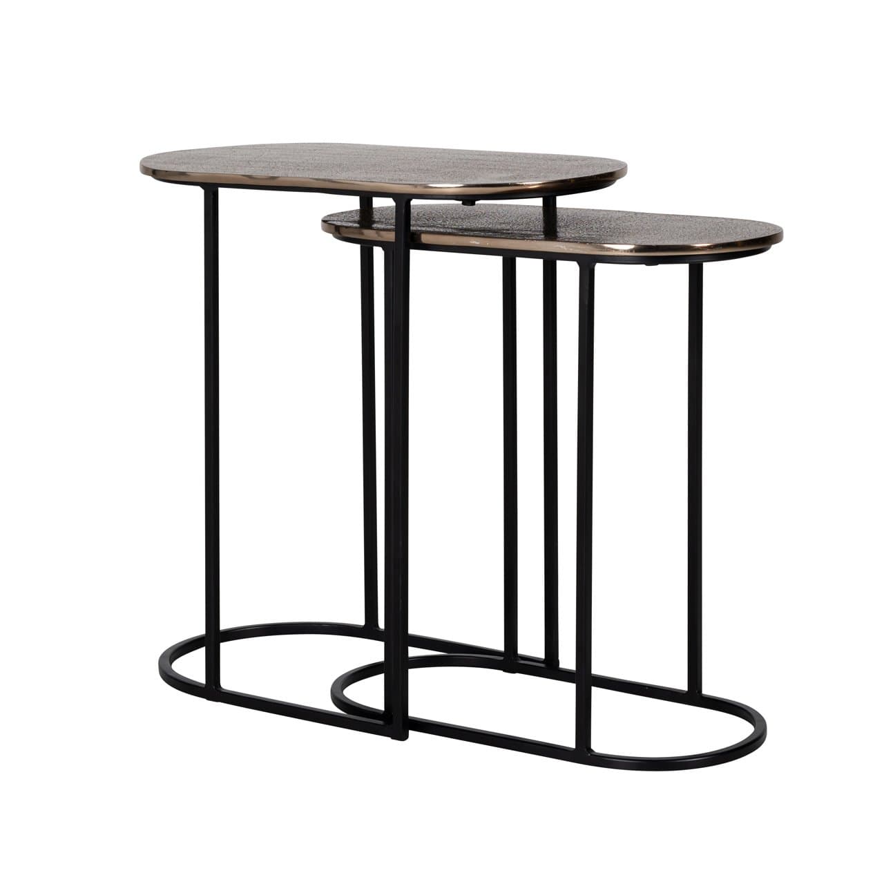 Bijzettafel set van 2 aluminium champagne gold ovaal