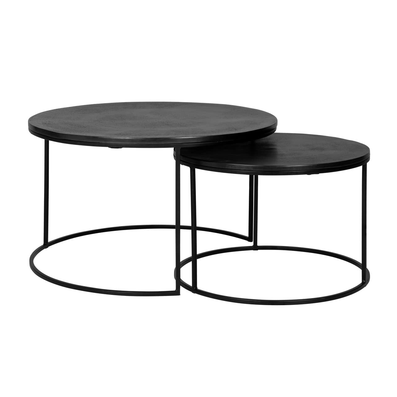 Salontafel Bolder set van 2 ronde aluminium tafels zwart