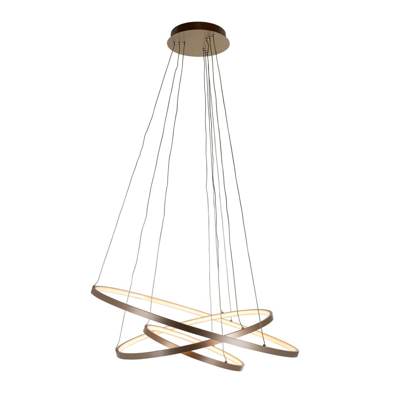Hanglamp Amira goud aluminium met 2 LED-ringen