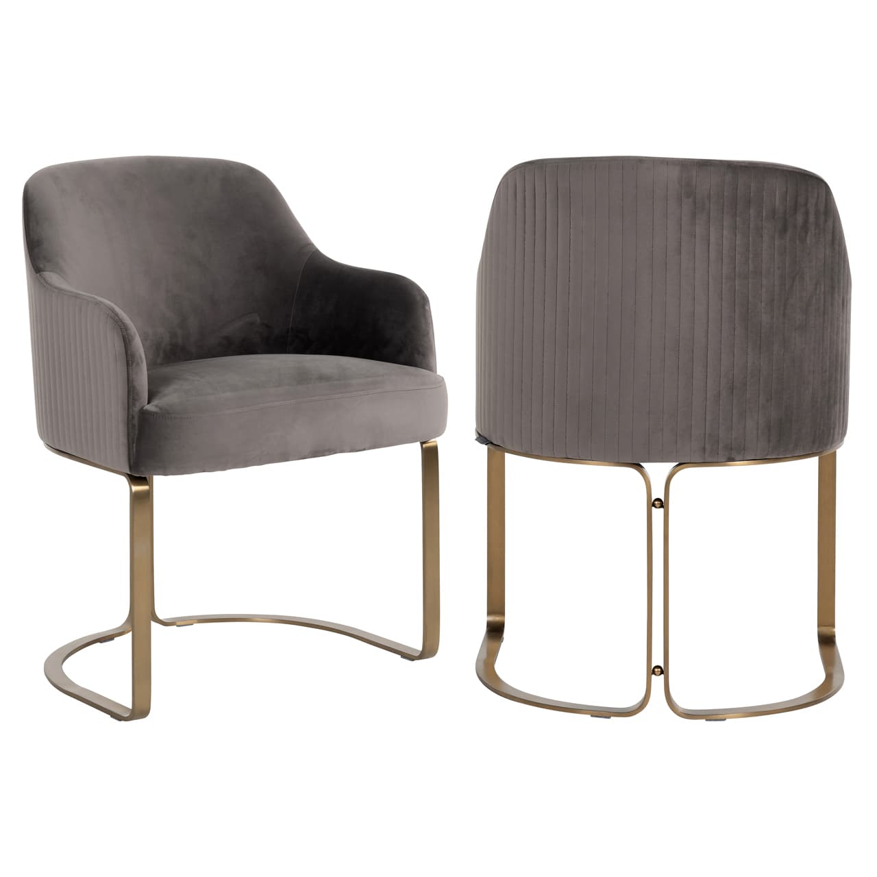 Eetkamerstoel Hadley stone velvet met goudkleurig frame