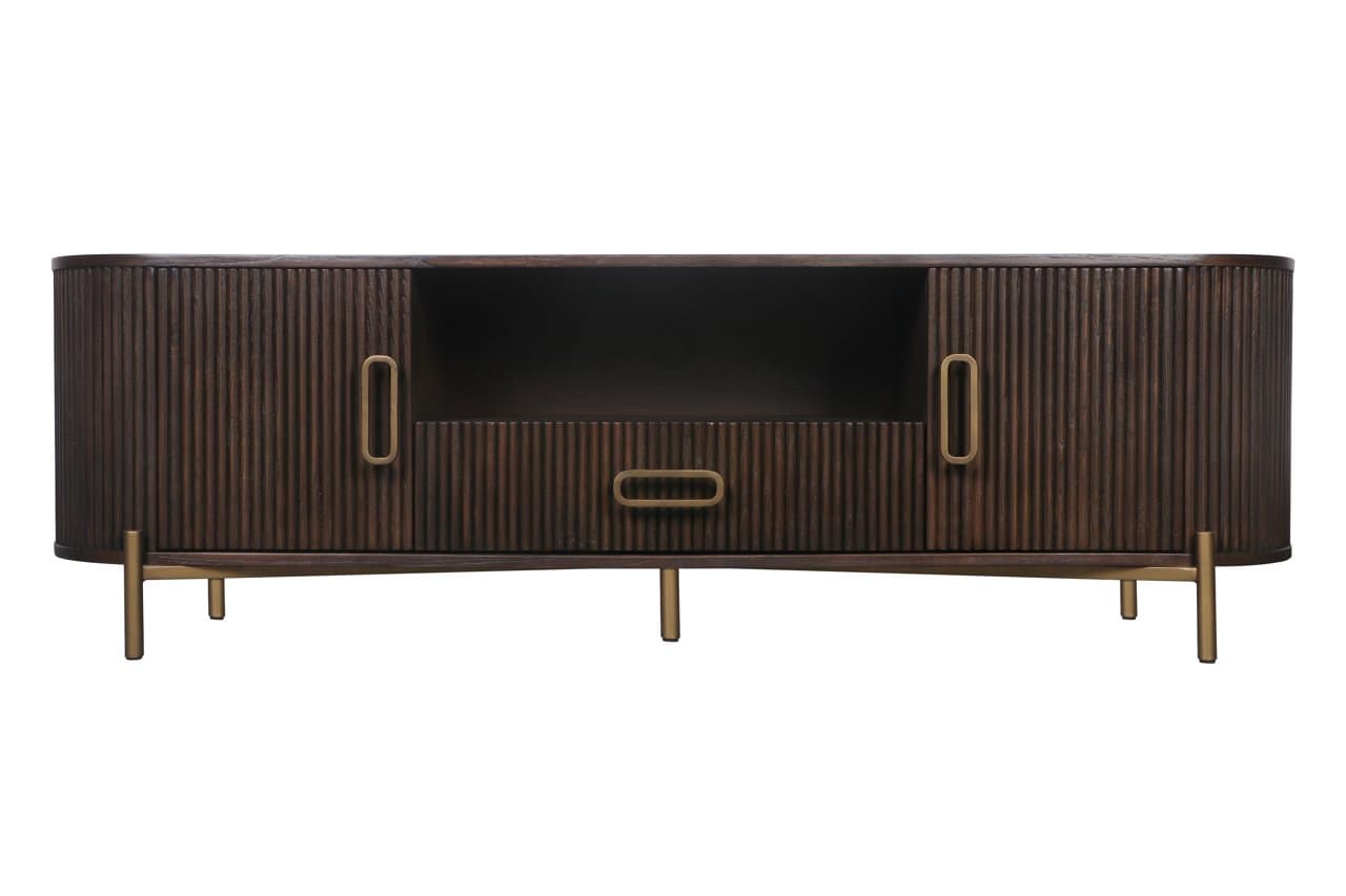 TV-meubel Luxor brown eiken met gouden details 181 cm