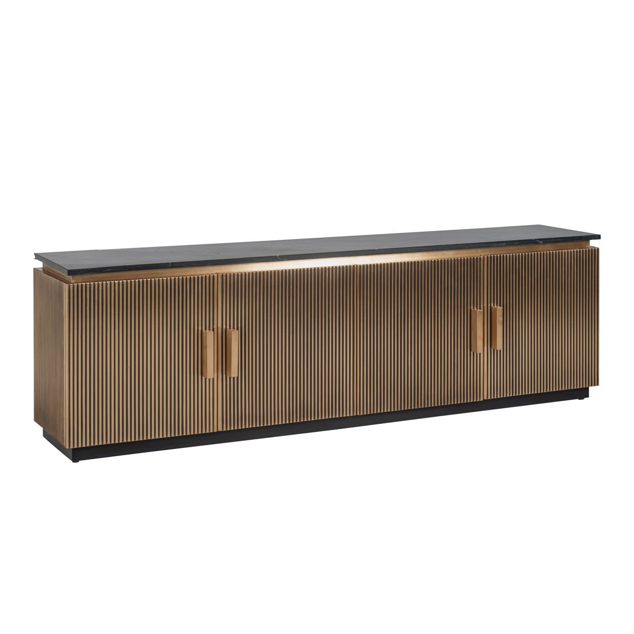 TV-meubel Ironville gold met zwart marmeren blad 200 cm