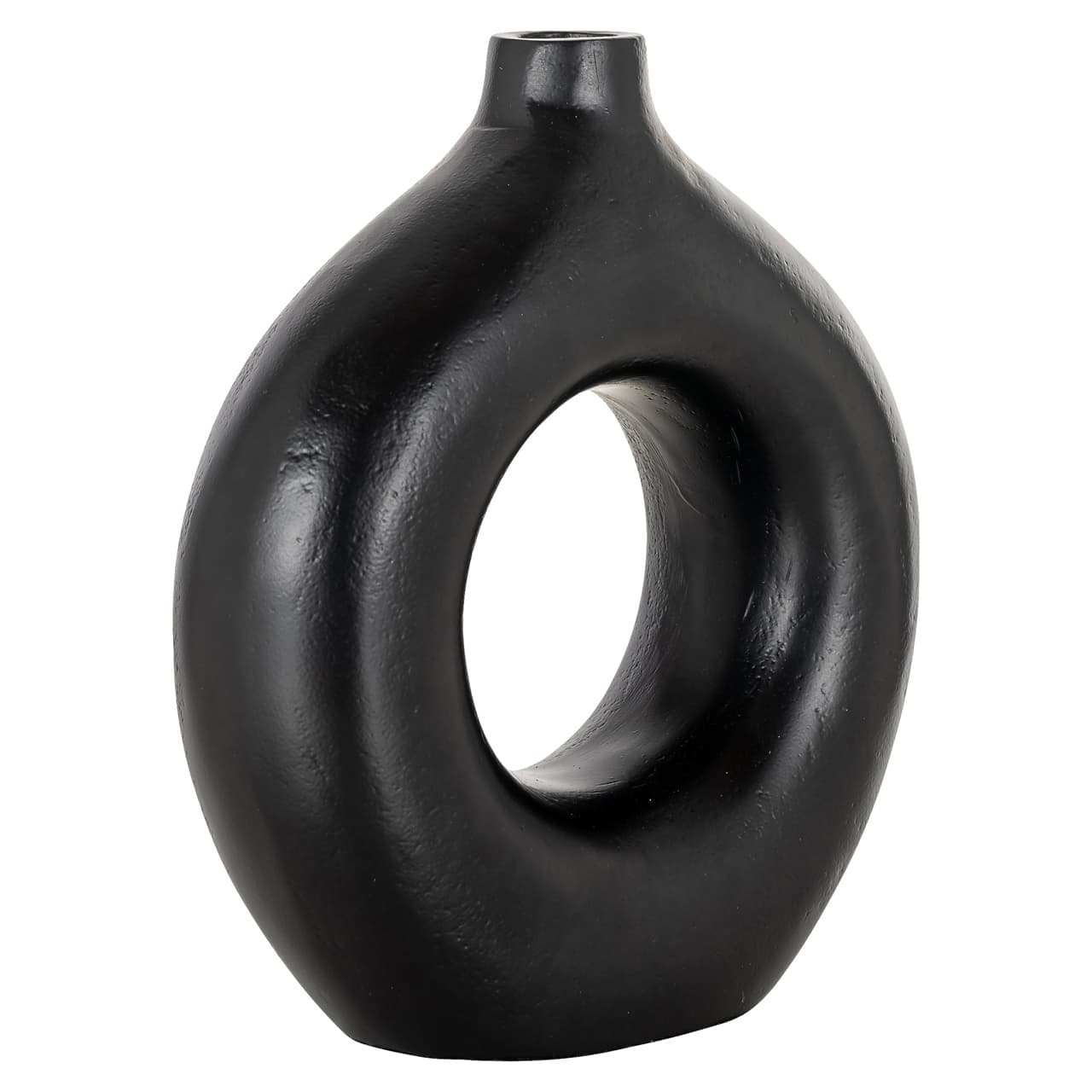 Vaas Felice zwart aluminium met ronde opening 22 cm