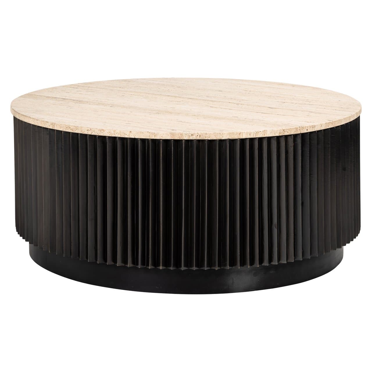 Salontafel Hampton rond travertine blad dark brown 90 cm