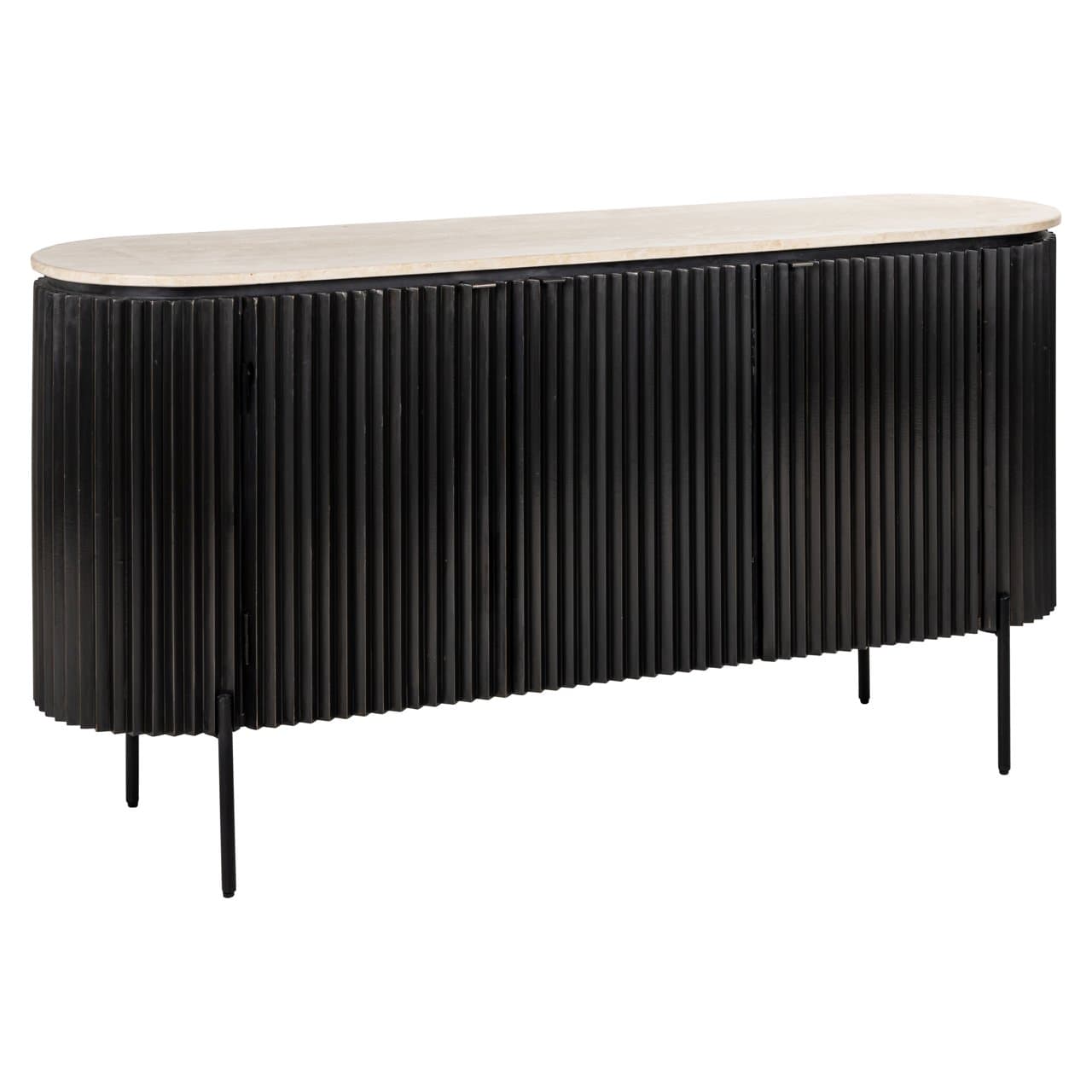 Dressoir Hampton dark brown met travertijn blad 160 cm