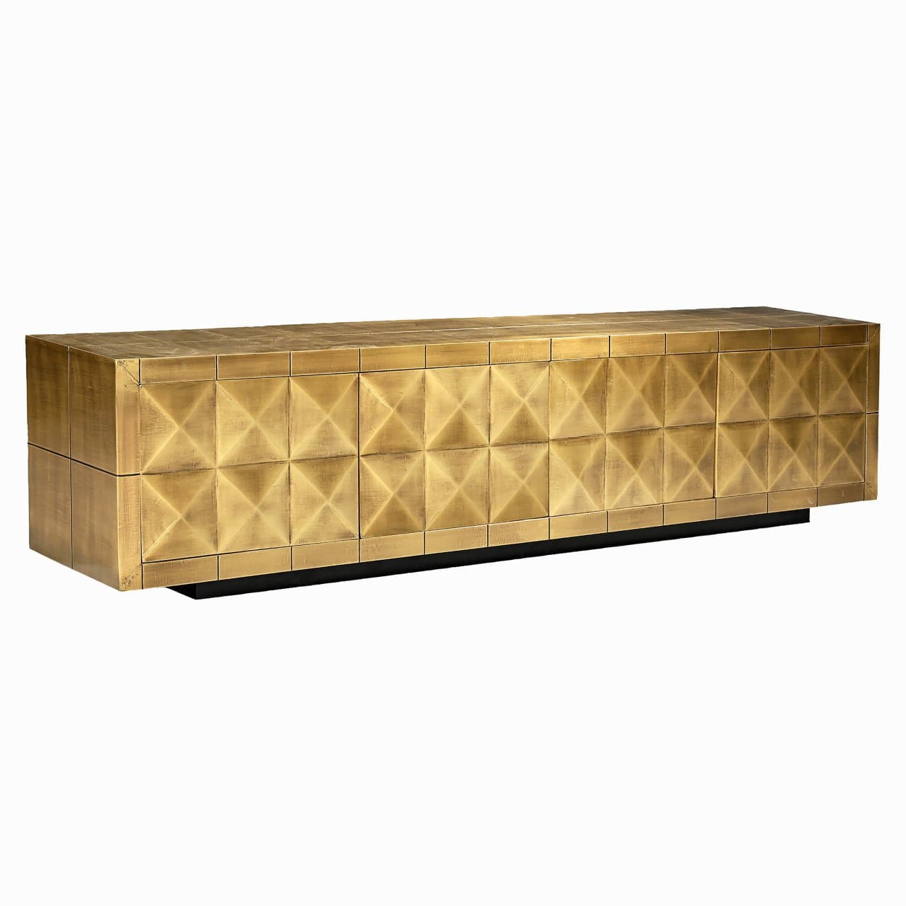 TV-meubel Collada brushed gold met piramide motief 220 cm