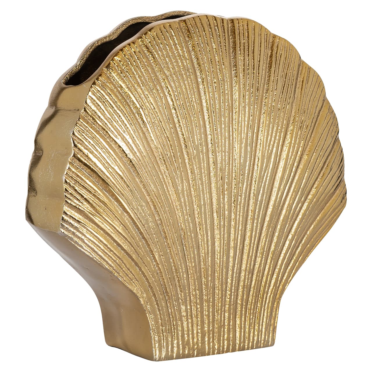 Vaas schelp goudkleurig aluminium small 24x23,5 cm