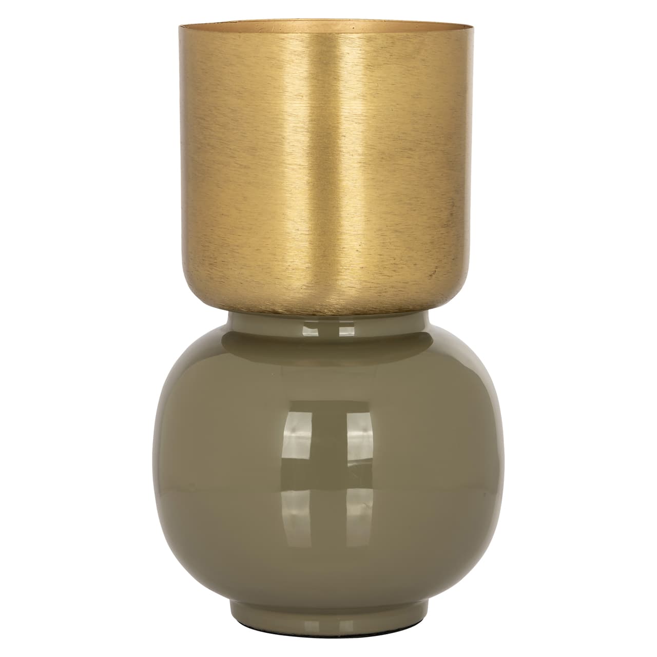 Vaas Clover brushed gold met ronde voet, ijzer en messing