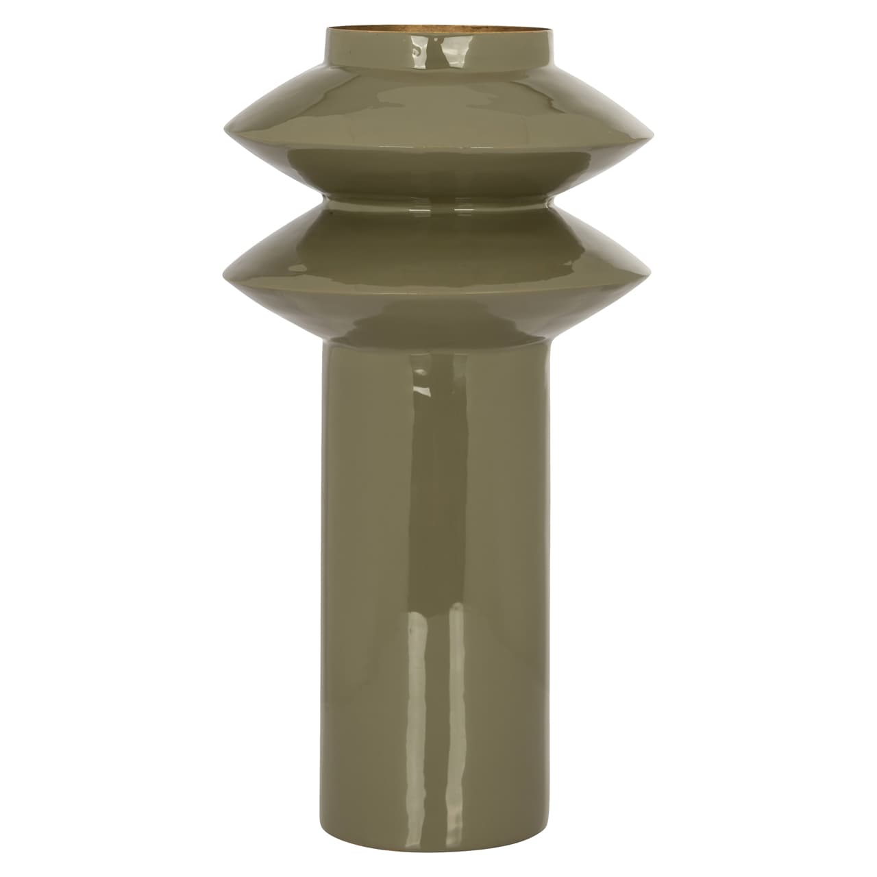 Vaas Flora olive ijzer met getrapt profiel 41 cm