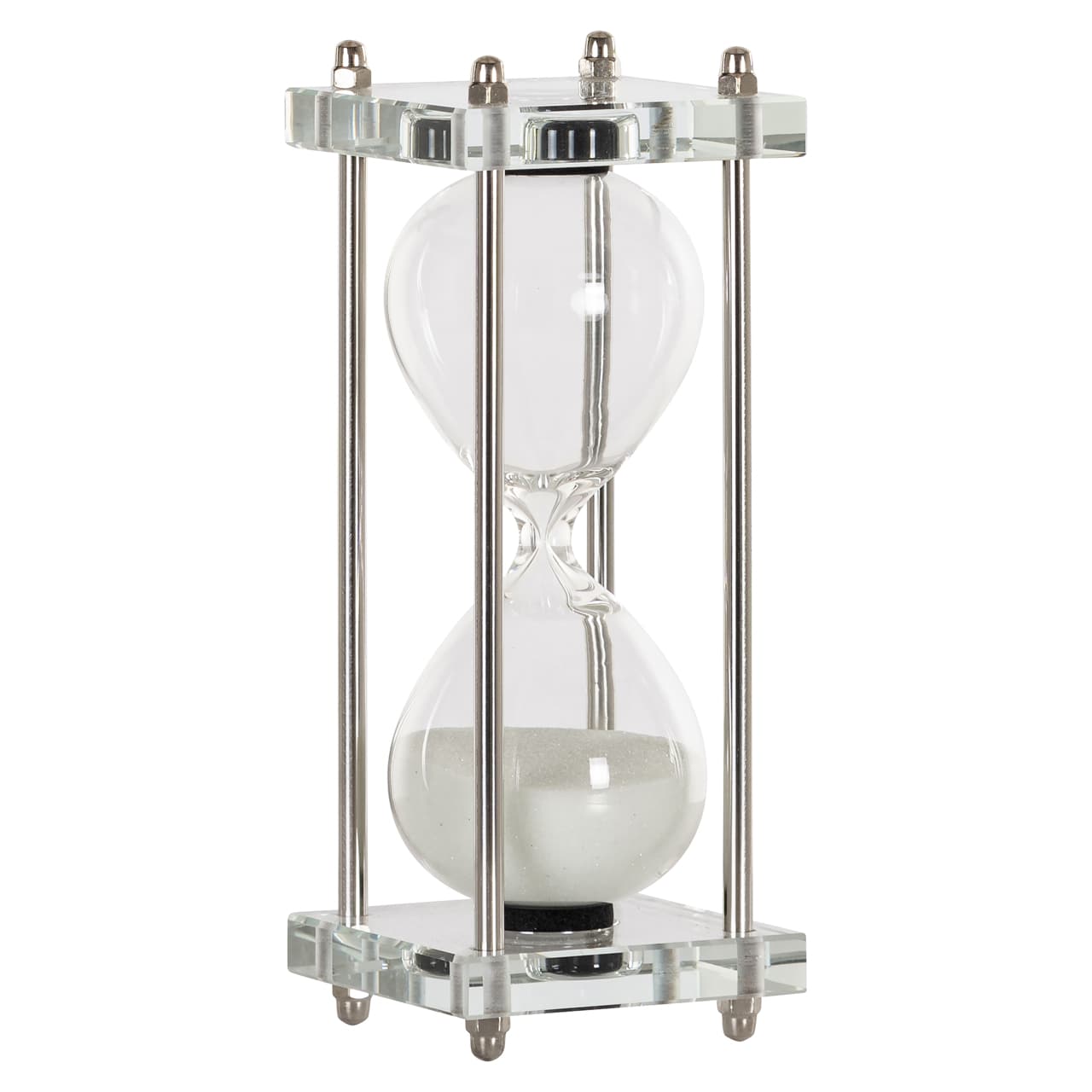 Zandloper Gigi white small glas en metaal 19,5 cm