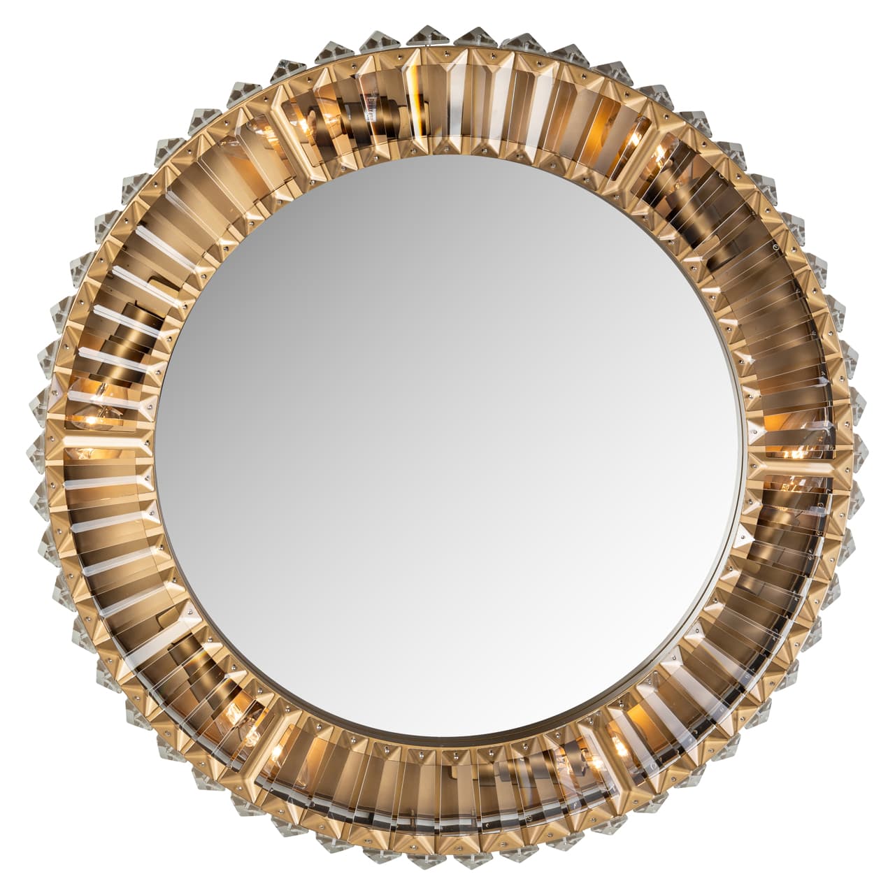 Wandspiegel met verlichting Becky gold kristal rond 60,5 cm