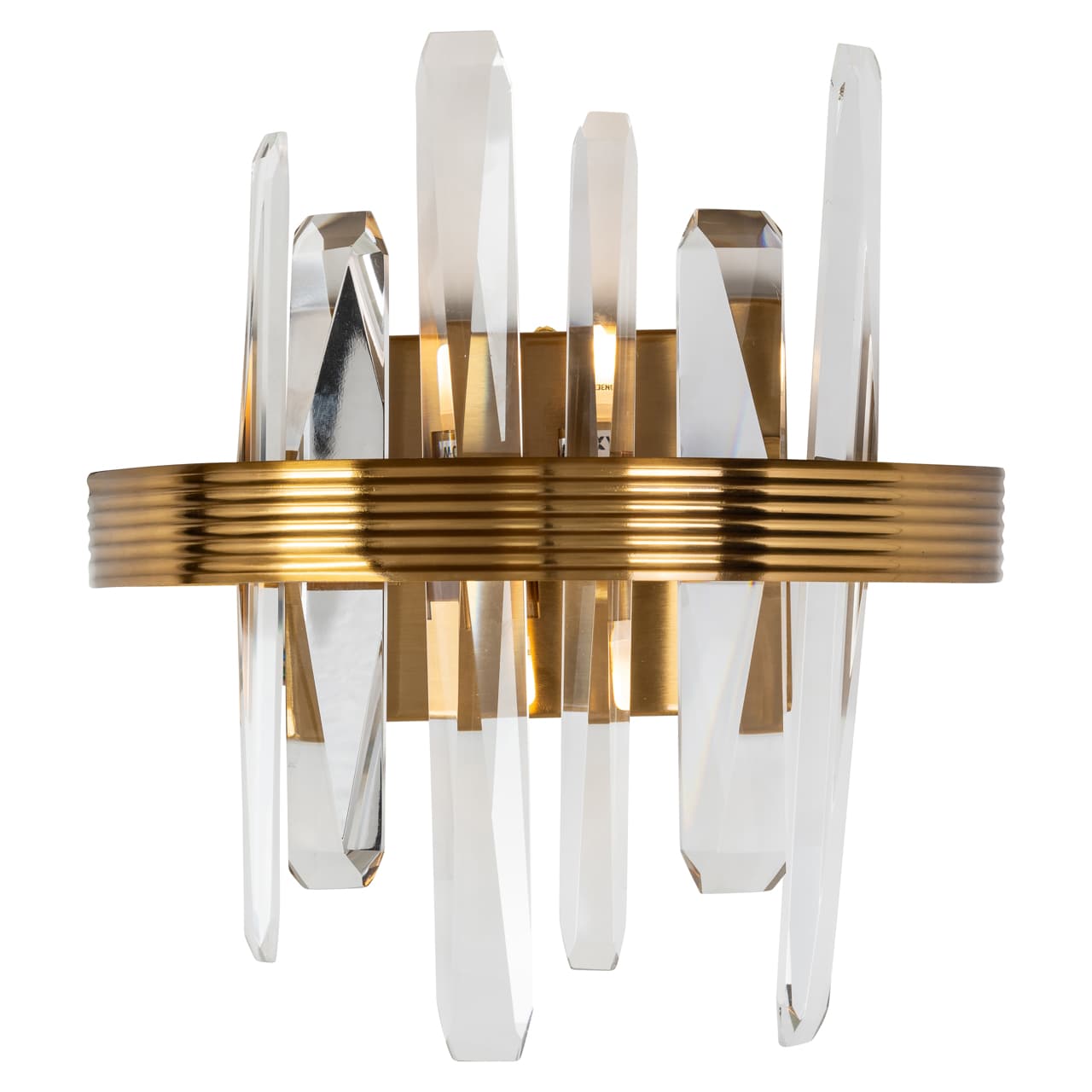 Wandlamp goud met kristallen elementen 28x30 cm