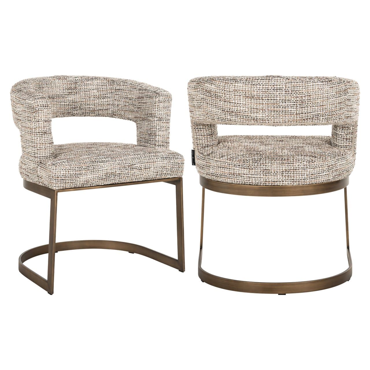 Eetkamerstoel Ellis trendy nature boucle met bronzen onderstel
