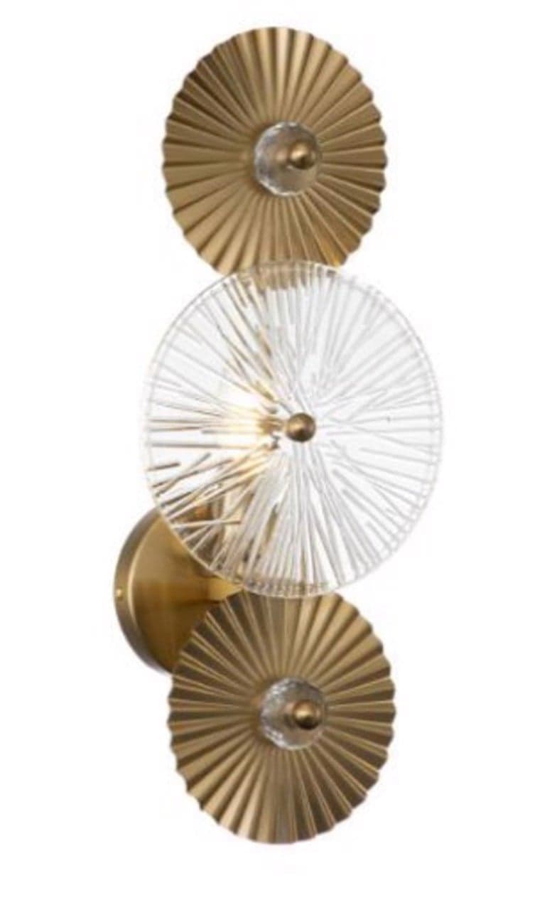 Wandlamp Aidan brushed gold met glas en aluminium