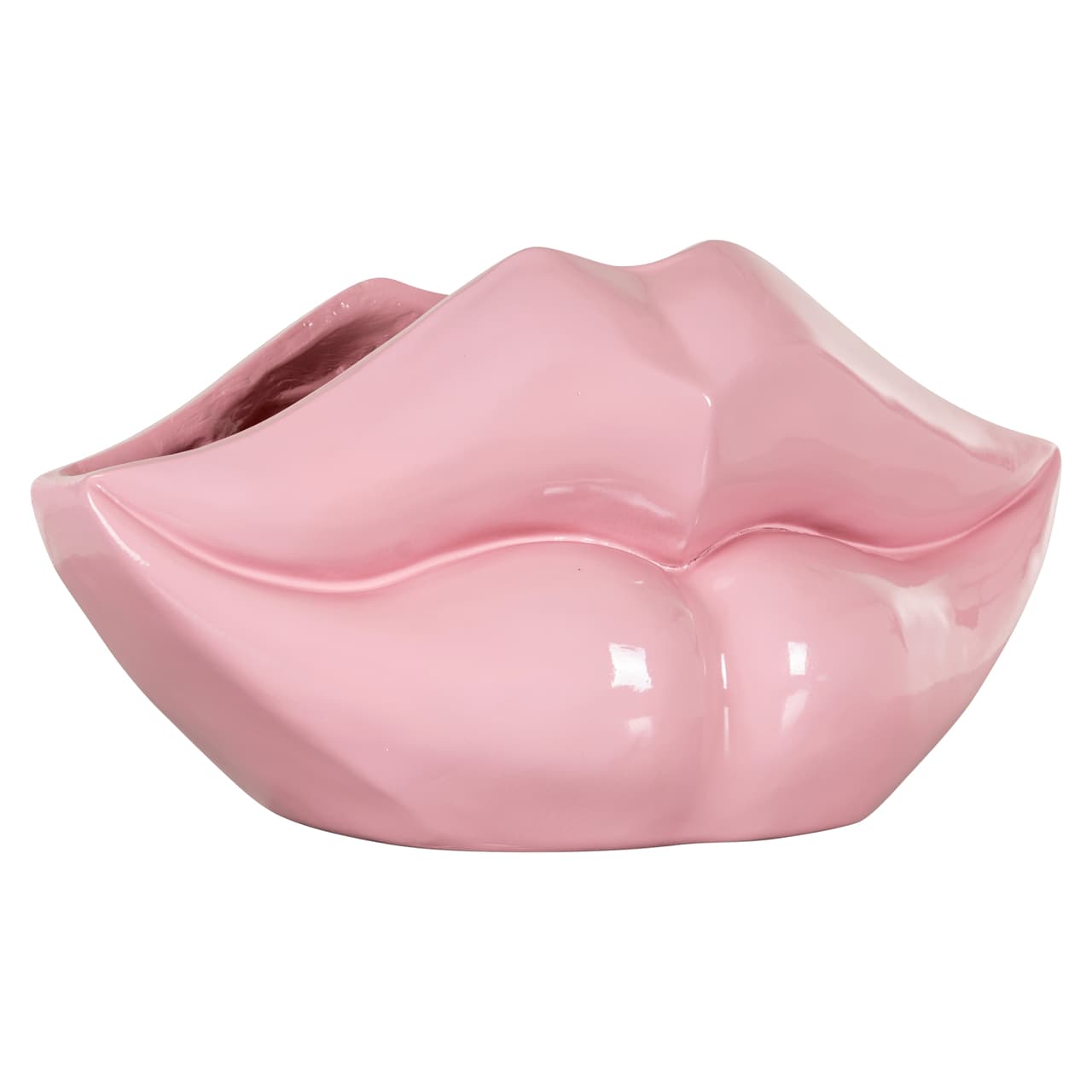 Vaas lipvorm pink polyresin 37x19 cm