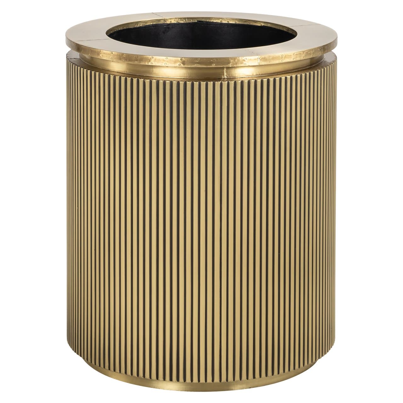Plantenbak Ironville goud 50 cm diameter met ribbelstructuur